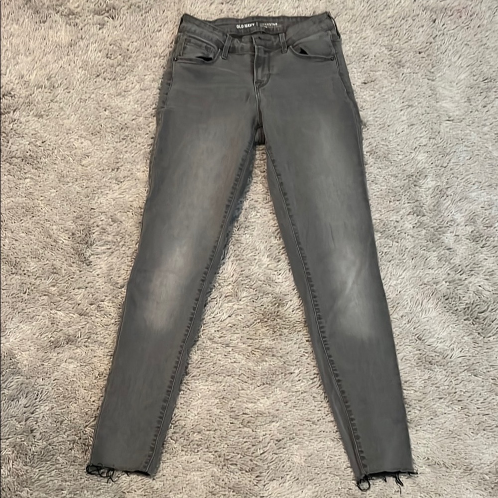 Old Navy Gray Skinny Jeans with Subtle Distressing